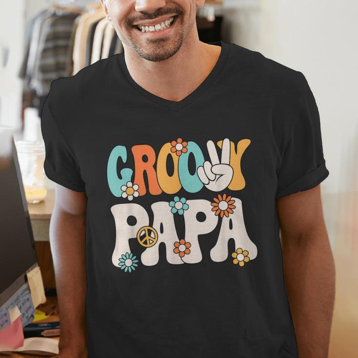 Groovy Papa Dad Retro Hippie 60s 70s Party Outfit Men Men's V-Neck T-Shirt