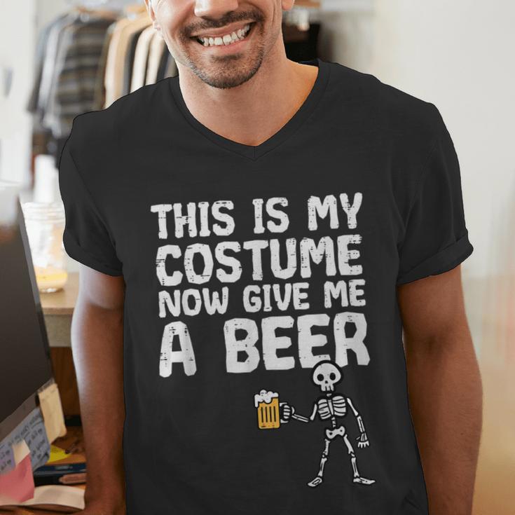 Halloween This Is My Costume Give Me Skeleton Dad Men Men's V-Neck T-Shirt