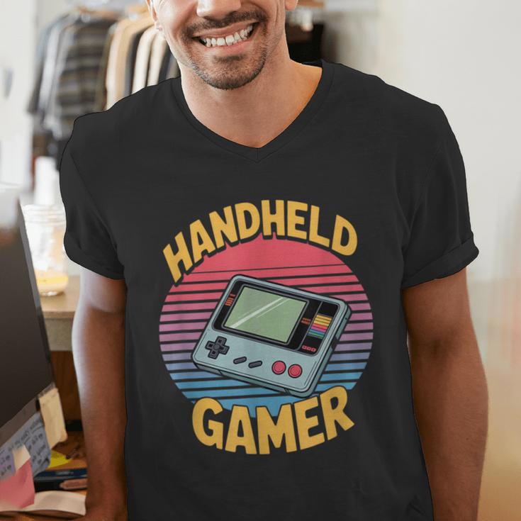 Handheld Gamer Retro Portable Console Nostalgia Men's V-Neck T-Shirt