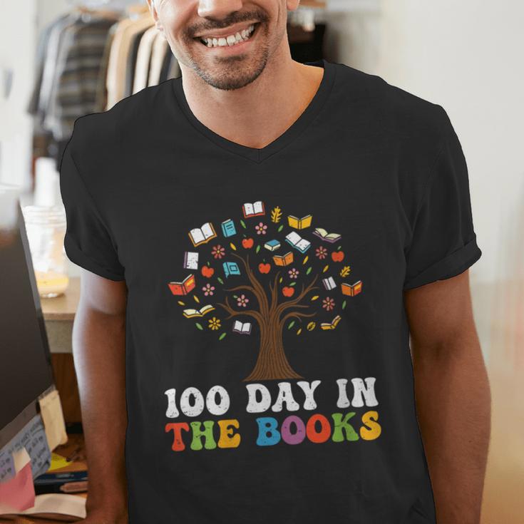 Happy 100 Days In The Books Reading Celebration Graphic Tees Men's V-Neck T-Shirt
