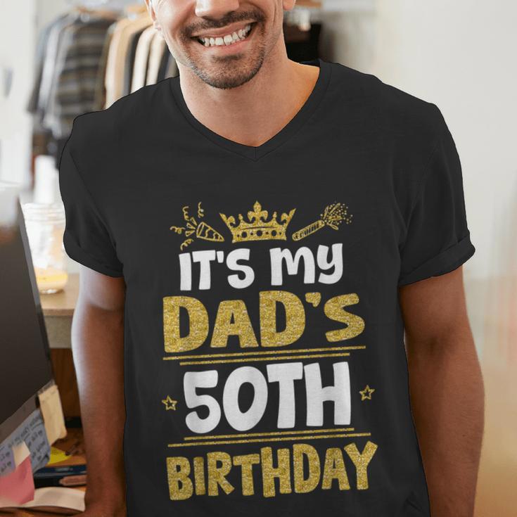 Happy It's My Dad's 50th Birthday 1975 50 Years Old Men's V-Neck T-Shirt