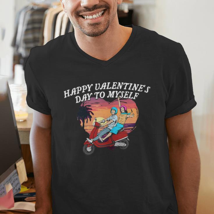 Happy Valentines Day To Myself Introvert Humor Men's V-Neck T-Shirt Happy Valentines Day To Myself Introvert Humor Men's V-Neck T-Shirt