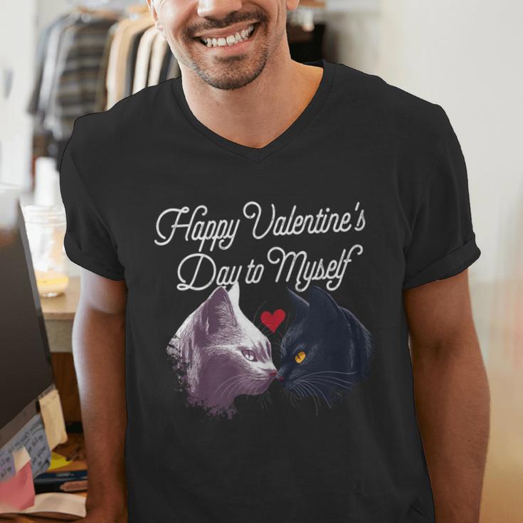 Happy Valentines Day Self Introvert Humor Antisocial Men's V-Neck T-Shirt