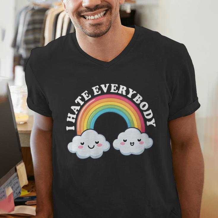 I Hate Everybody Rainbow Sarcastic Grumpy Introvert Men's V-Neck T-Shirt I Hate Everybody Rainbow Sarcastic Grumpy Introvert Men's V-Neck T-Shirt