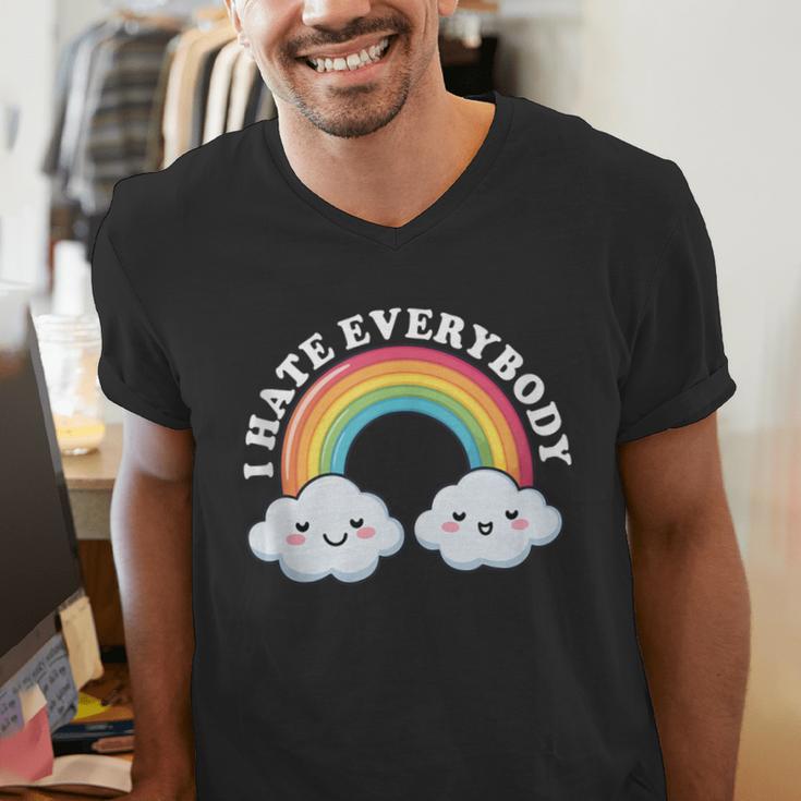 I Hate Everybody Rainbow Sarcastic Grumpy Introvert Men's V-Neck T-Shirt