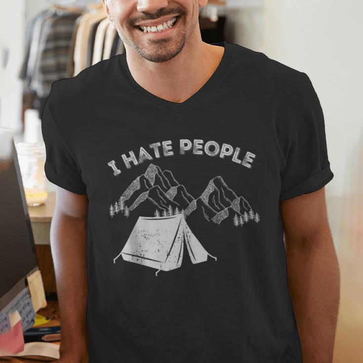I Hate People Introvert Sarcastic I Love Camping Men's V-Neck T-Shirt
