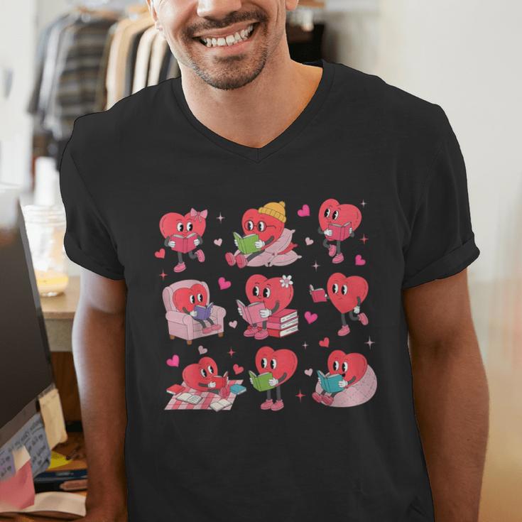 Hearts Reading Book Lovers All Booked For Valentine Men's V-Neck T-Shirt