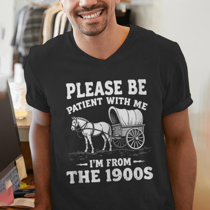 Heartwarming Wagon Please Be Patient I'm From The 1900s Men's V-Neck T-Shirt Heartwarming Wagon Please Be Patient I'm From The 1900s Men's V-Neck T-Shirt