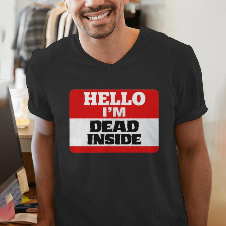 Hello I'm Dead Inside Name Tag Introvert Sarcastic Men's V-Neck T-Shirt