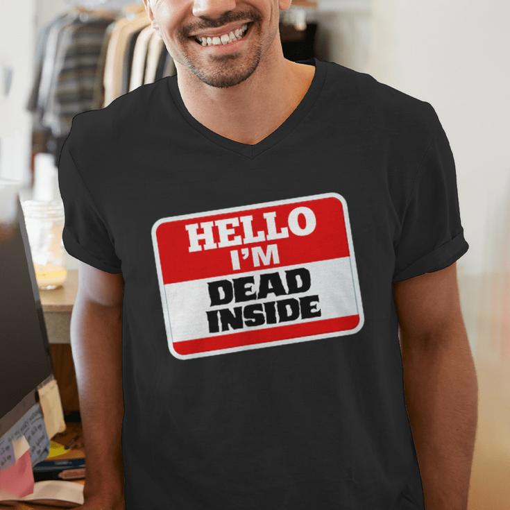 Hello I'm Dead Inside Name Tag Sarcastic Introvert Men's V-Neck T-Shirt