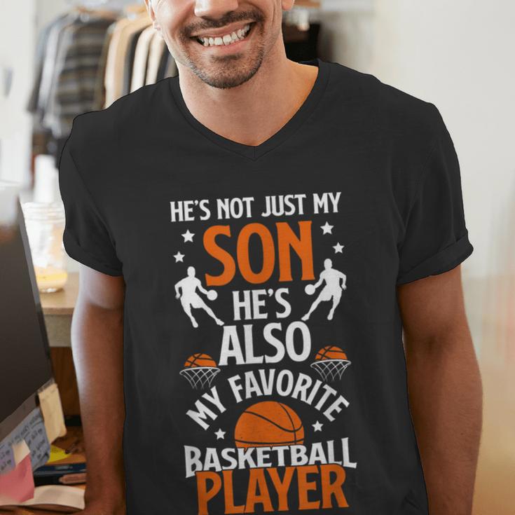 He's Also My Favorite Basketball Player Dad Basketball Dad Men's V-Neck T-Shirt