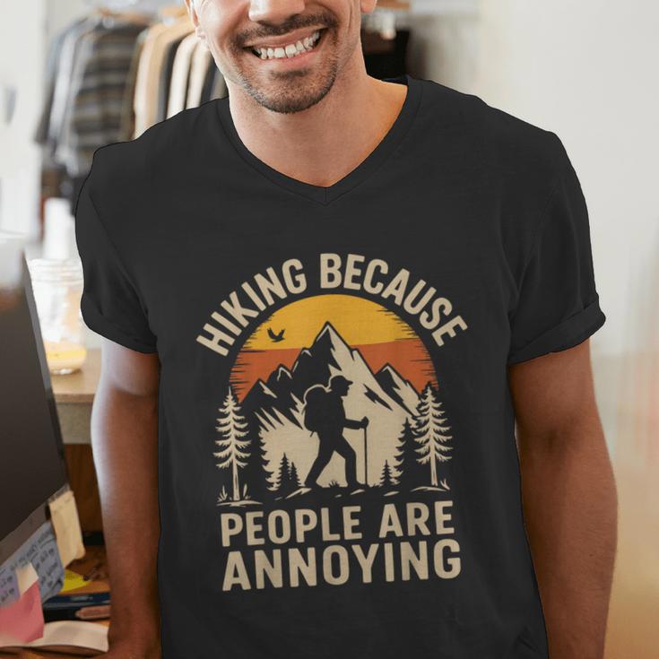 Hiking Because People Are Annoying Introvert Men's V-Neck T-Shirt