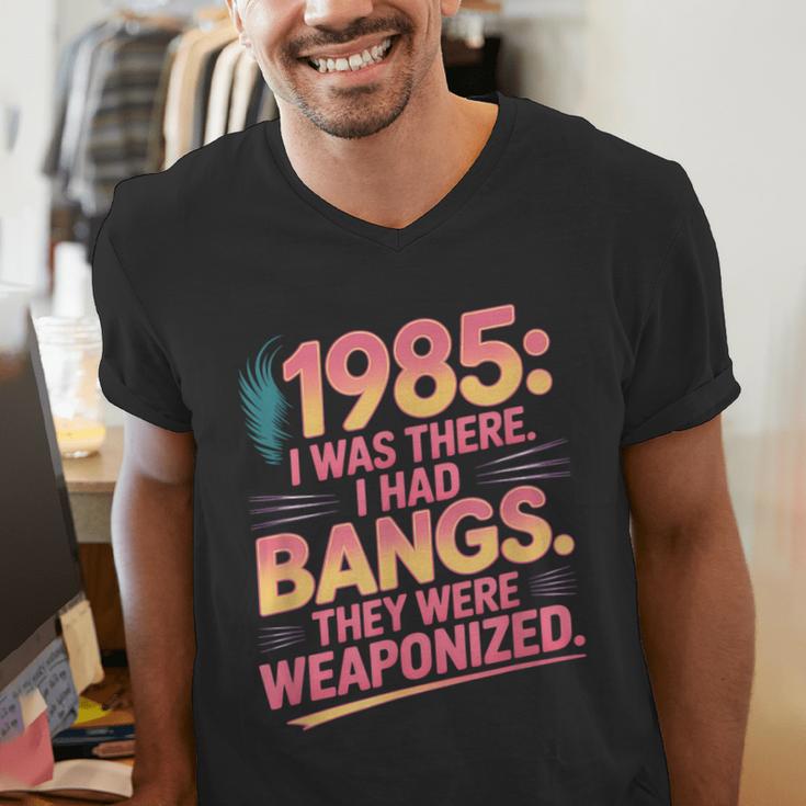 Hilarious 1985 Big Hair Bangs Joke For Gen X Nostalgia Men's V-Neck T-Shirt