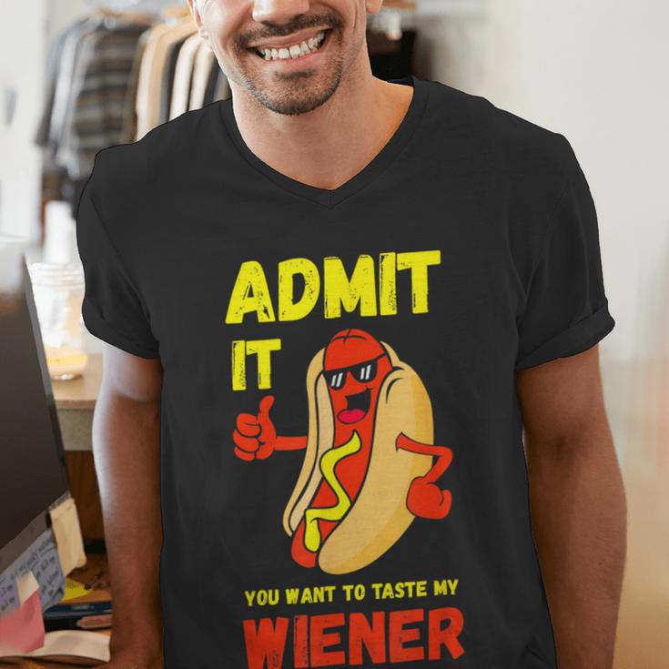 Hilarious Hot Dog Dad Joke Text Pun Dirty Joke -Barbecue Men's V-Neck T-Shirt Hilarious Hot Dog Dad Joke Text Pun Dirty Joke -Barbecue Men's V-Neck T-Shirt