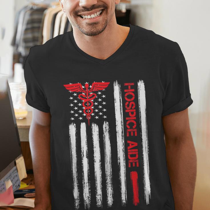 Hospice Aide American Flag Nurses Graduation Medical Men's V-Neck T-Shirt