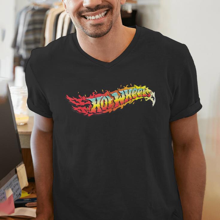 Hot Wheels Comic Book Fire Logo Men's V-Neck T-Shirt Hot Wheels Comic Book Fire Logo Men's V-Neck T-Shirt