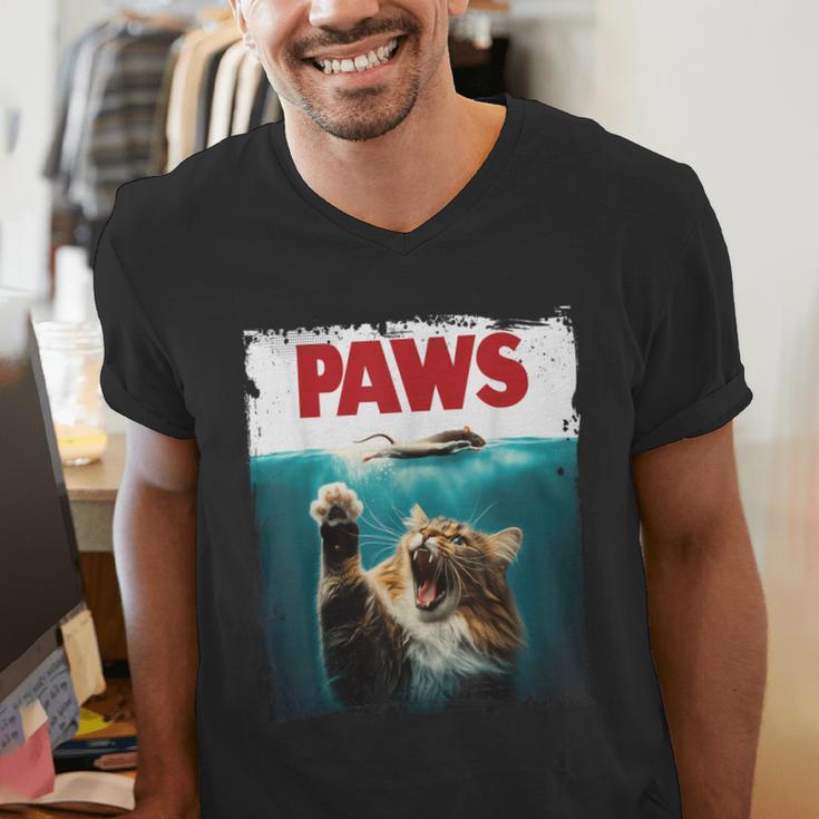 Humorous Paws Parody Cat Mouse For Cat Lover Cat Mom Cat Dad Men's V-Neck T-Shirt