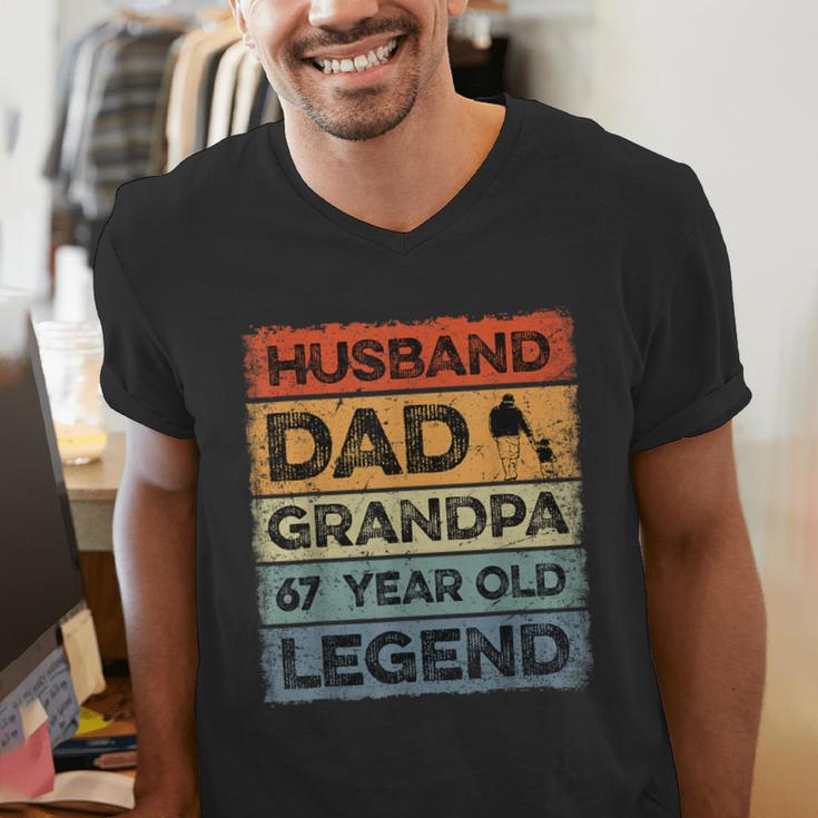 Husband Dad Grandpa 67 Year Old Legend 67th Birthday Vintage Men's V-Neck T-Shirt Husband Dad Grandpa 67 Year Old Legend 67th Birthday Vintage Men's V-Neck T-Shirt