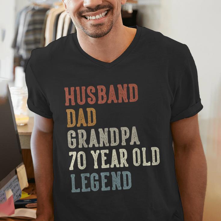Husband Dad Grandpa 70 Year Old Legend 70th Birthday Men's V-Neck T-Shirt