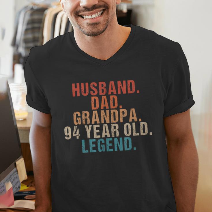 Husband Dad Grandpa 94 Year Old Legend 94th Bday Men Men's V-Neck T-Shirt