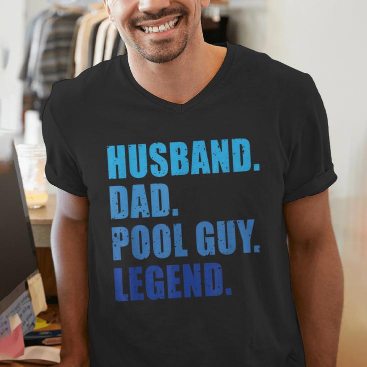 Husband Dad Pool Guy Legend Men Men's V-Neck T-Shirt Husband Dad Pool Guy Legend Men Men's V-Neck T-Shirt