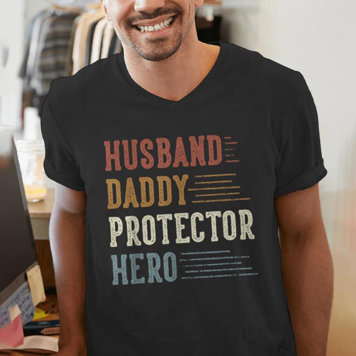 Husband Daddy Protector Hero For Dad Father's Day Men's V-Neck T-Shirt