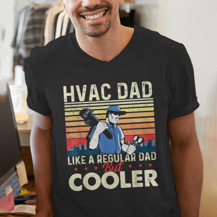 HVAC Dad Like A Regular Dad HVAC Technician AC Repairman Men's V-Neck T-Shirt