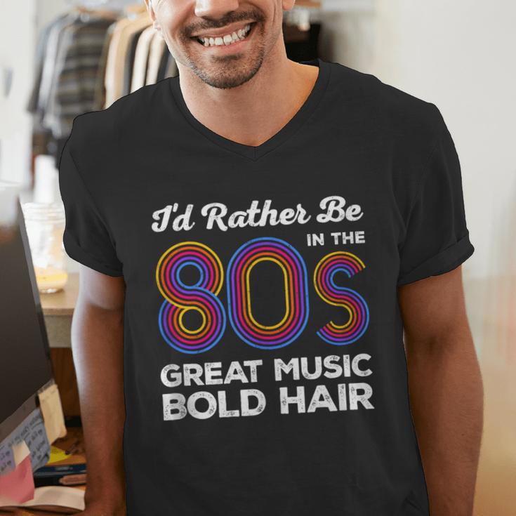 I'd Rather Be In The 80s Iconic Music Nostalgia Vintage Men's V-Neck T-Shirt