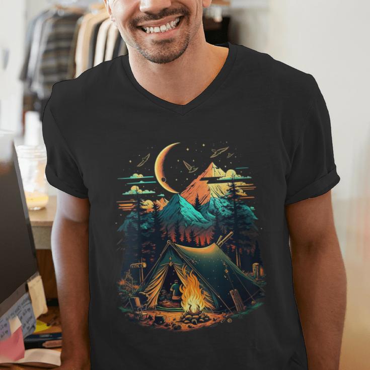 Id Rather Be Camping Great Outdoors Love Glamping Introvert Men's V-Neck T-Shirt Id Rather Be Camping Great Outdoors Love Glamping Introvert Men's V-Neck T-Shirt