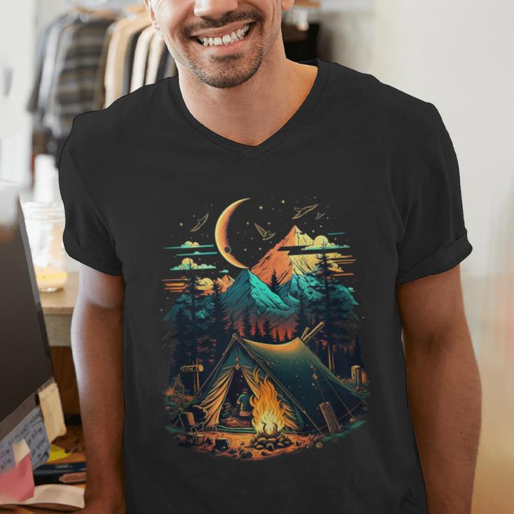 Id Rather Be Camping Great Outdoors Love Glamping Introvert Men's V-Neck T-Shirt Id Rather Be Camping Great Outdoors Love Glamping Introvert Men's V-Neck T-Shirt