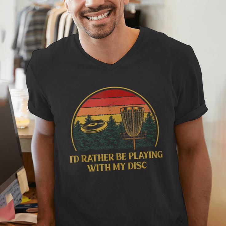 Id Rather Be Playing With My Disc Introvert Disc Golf Men's V-Neck T-Shirt