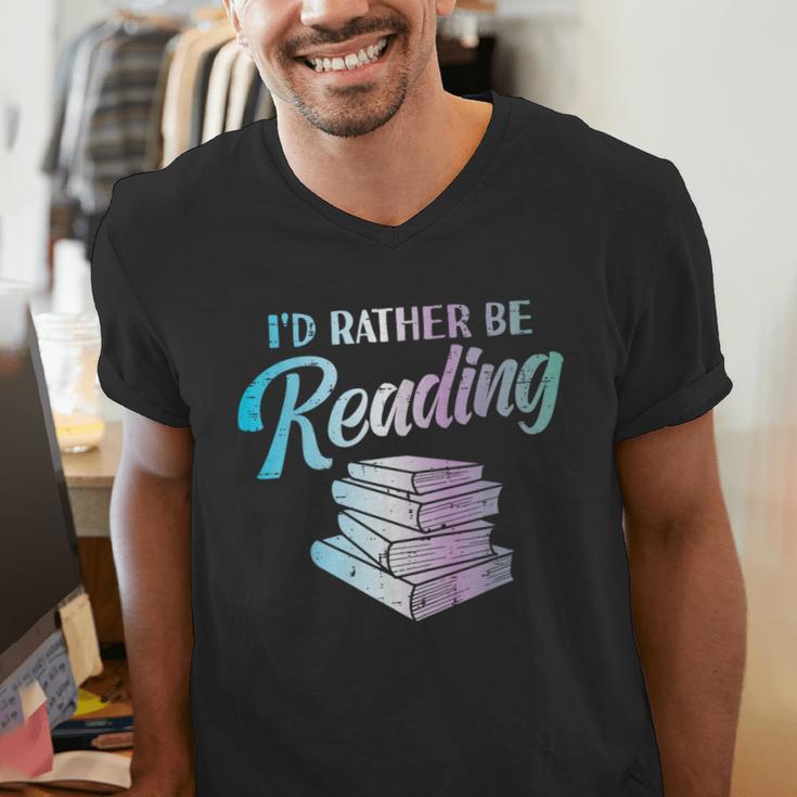 Id Rather Be Reading Book Librarian Men Women Kids Men's V-Neck T-Shirt