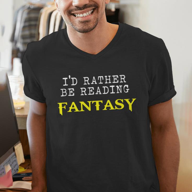 I'd Rather Be Reading Fantasy Epic Magic Book Lover Geek Men's V-Neck T-Shirt I'd Rather Be Reading Fantasy Epic Magic Book Lover Geek Men's V-Neck T-Shirt