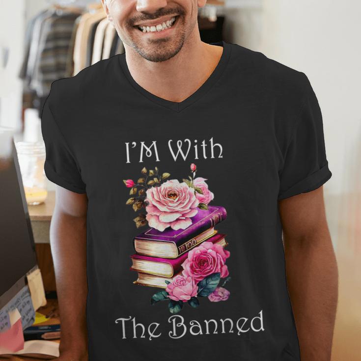 I'm With The Banned Books Bold Statement Against Censorshi Men's V-Neck T-Shirt I'm With The Banned Books Bold Statement Against Censorshi Men's V-Neck T-Shirt
