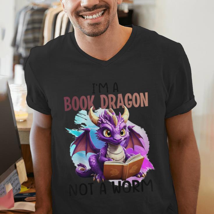 I'm A Book Dragon Not A Worm Men's V-Neck T-Shirt