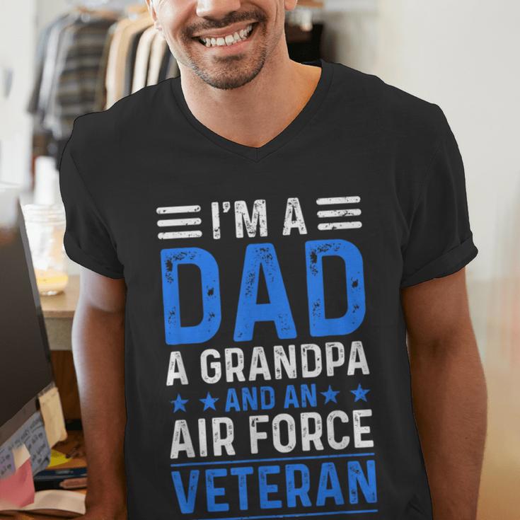 I’m A Dad Grandpa Air Force Veteran Distressed Men's V-Neck T-Shirt