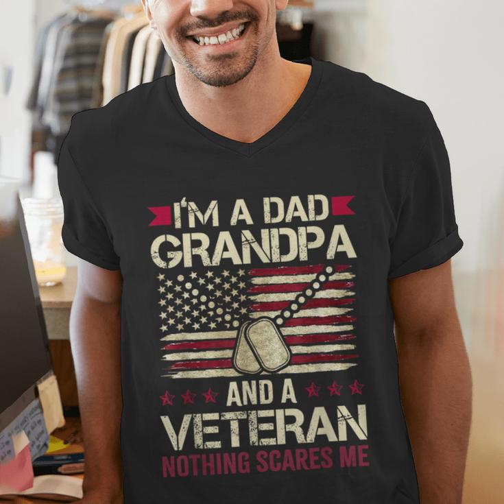 I'm a Dad Grandpa And a Veteran Nothing Scares Me Men's V-Neck T-Shirt