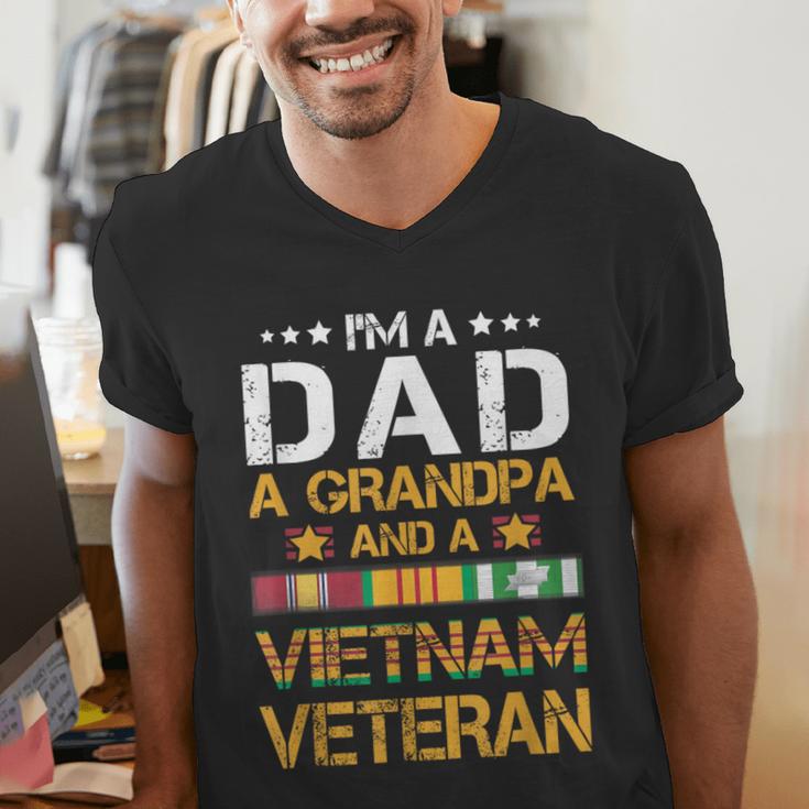 I'm A Dad Grandpa And A Vietnam Veteran US Army Vet Men's V-Neck T-Shirt