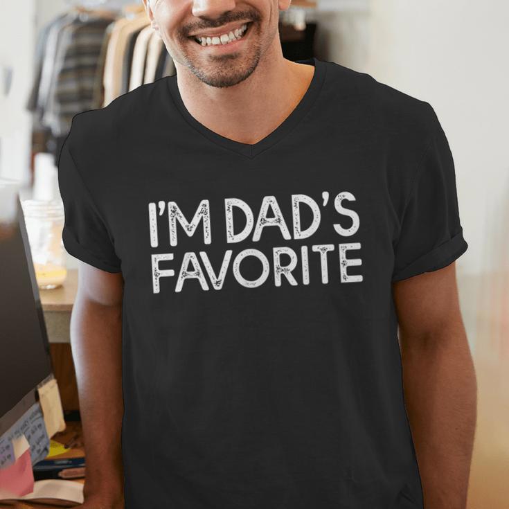 I'm Dad's Favorite Daughter Son Humor Dads Favourite Men's V-Neck T-Shirt