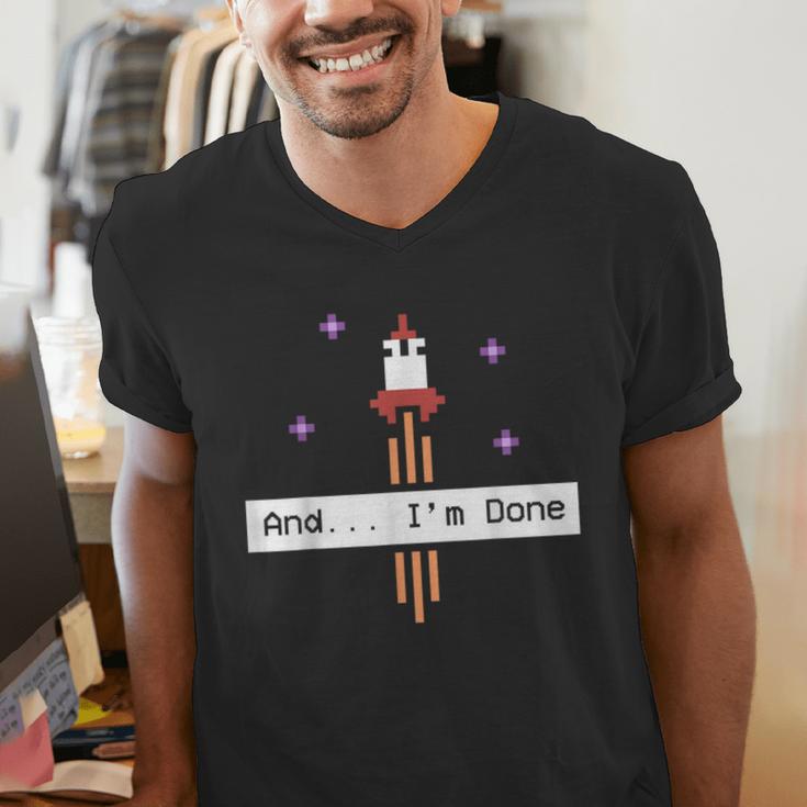 And I'm Done Rocket Graduation Retro Look Men's V-Neck T-Shirt