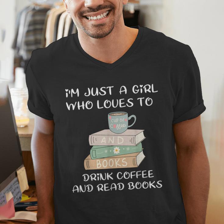 I'm Just a Girl Who Loves To Drink Coffee And Read Books Men's V-Neck T-Shirt