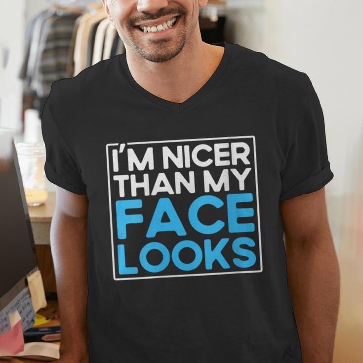 I'm Nicer Than My Face Looks Shy People Introverts Men's V-Neck T-Shirt