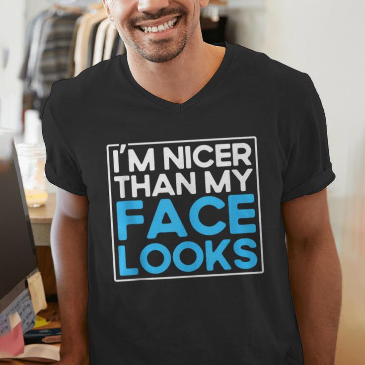 I'm Nicer Than My Face Looks Shy People Introverts Men's V-Neck T-Shirt
