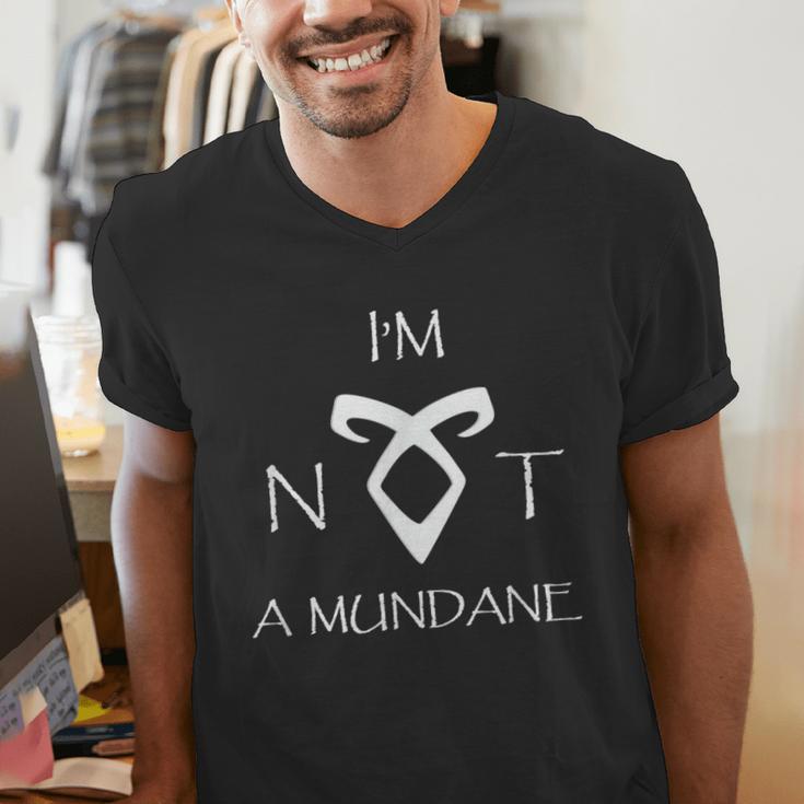 I'm Not a Mundane- Mortal Instruments Fantasy Book Lover Men's V-Neck T-Shirt