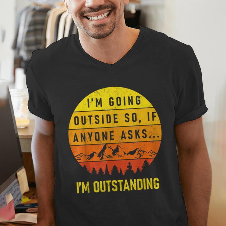 I'm Outstanding Retro Introvert Mountain Trip Lover Men's V-Neck T-Shirt I'm Outstanding Retro Introvert Mountain Trip Lover Men's V-Neck T-Shirt