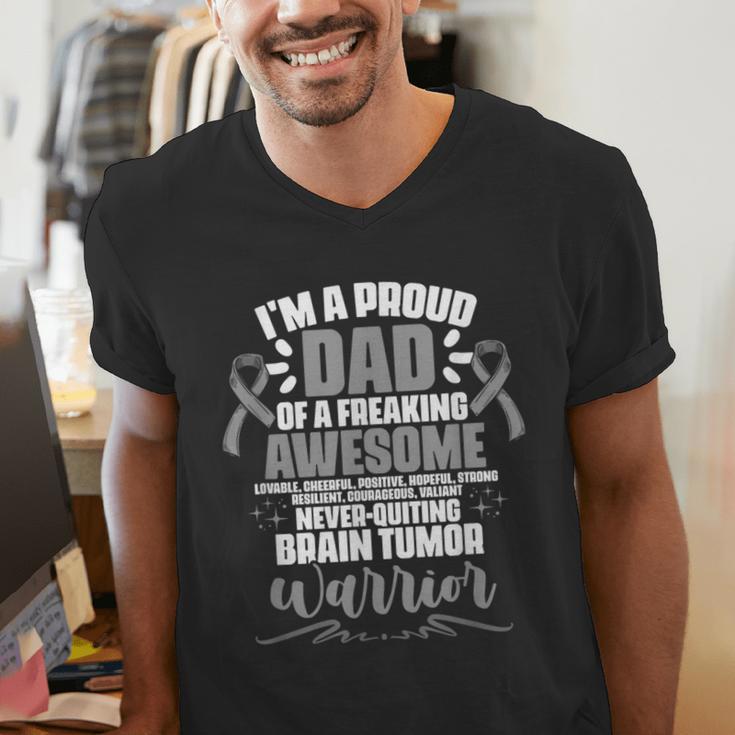 I'm A Proud Dad Brain Tumor Warrior Brain Tumor Survivor Men's V-Neck T-Shirt