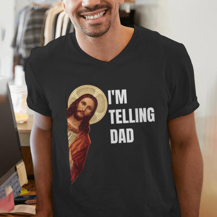 I'm Telling Dad Religious Christian Jesus Meme Men's V-Neck T-Shirt