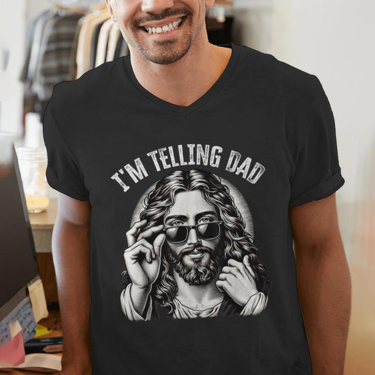 I'm Telling Dad Saying Religious Christian Jesus Meme Men's V-Neck T-Shirt