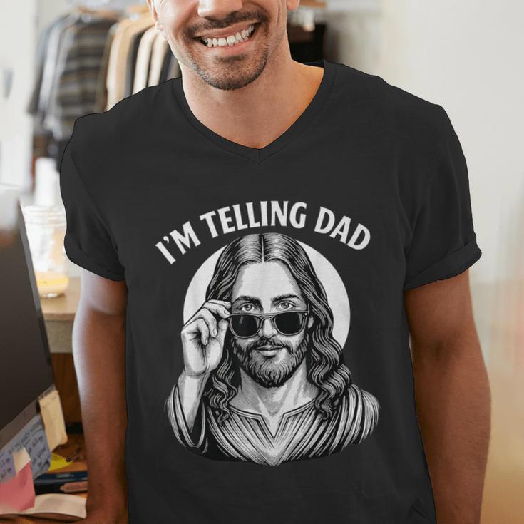 I'm Telling Dad Shirt Religious Christian Jesus Meme Men's V-Neck T-Shirt I'm Telling Dad Shirt Religious Christian Jesus Meme Men's V-Neck T-Shirt