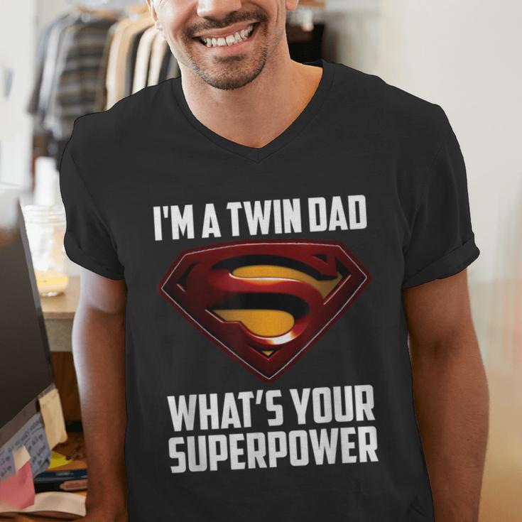 I'm A Twin DAD-What's Your Superpower Men's V-Neck T-Shirt